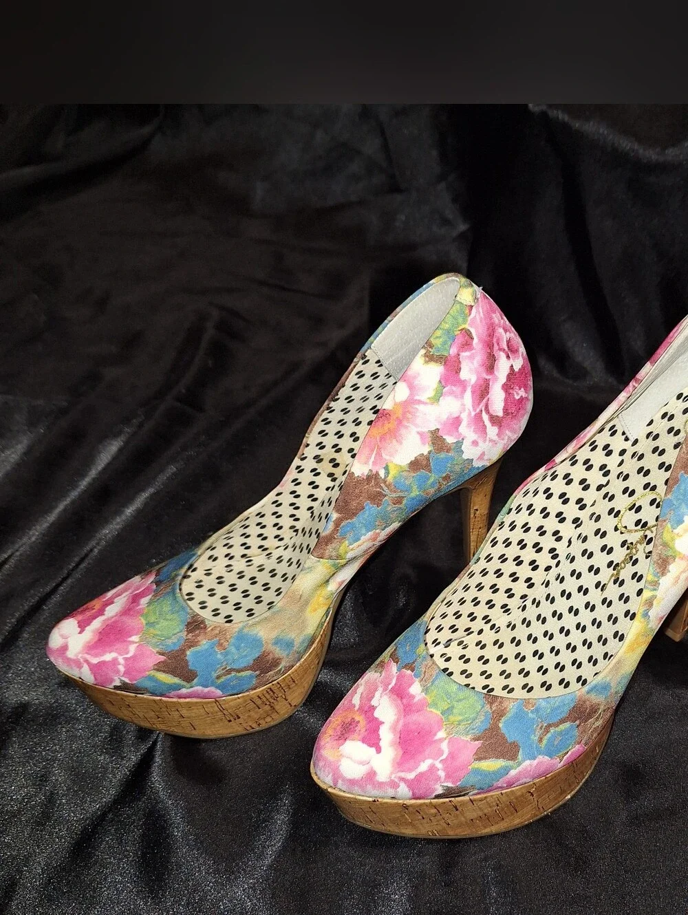 Like New Jessica Simpson Heels~Waleo~Floral Cork Platform Pumps~Pink~Size 9